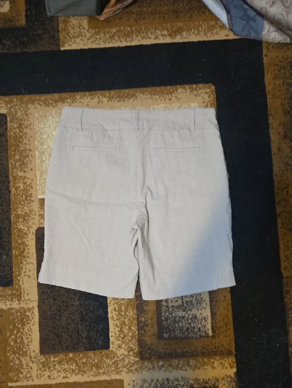 Hilary Radley Beige Linen-Blend Bermuda Shorts